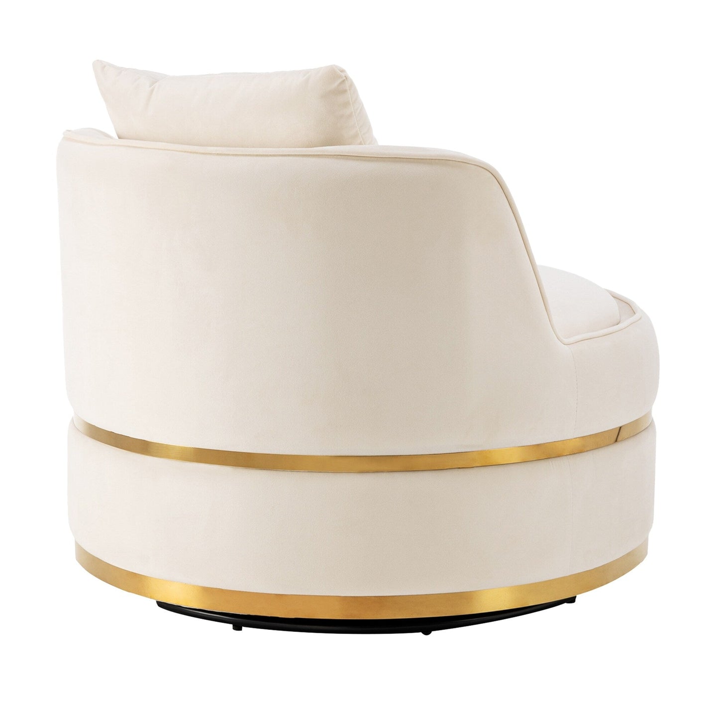 Velvet 360° Swivel Accent Chair with Seat Cushion, Upholstered Barrel Chair with Stainless Steel Base Living Room Chair