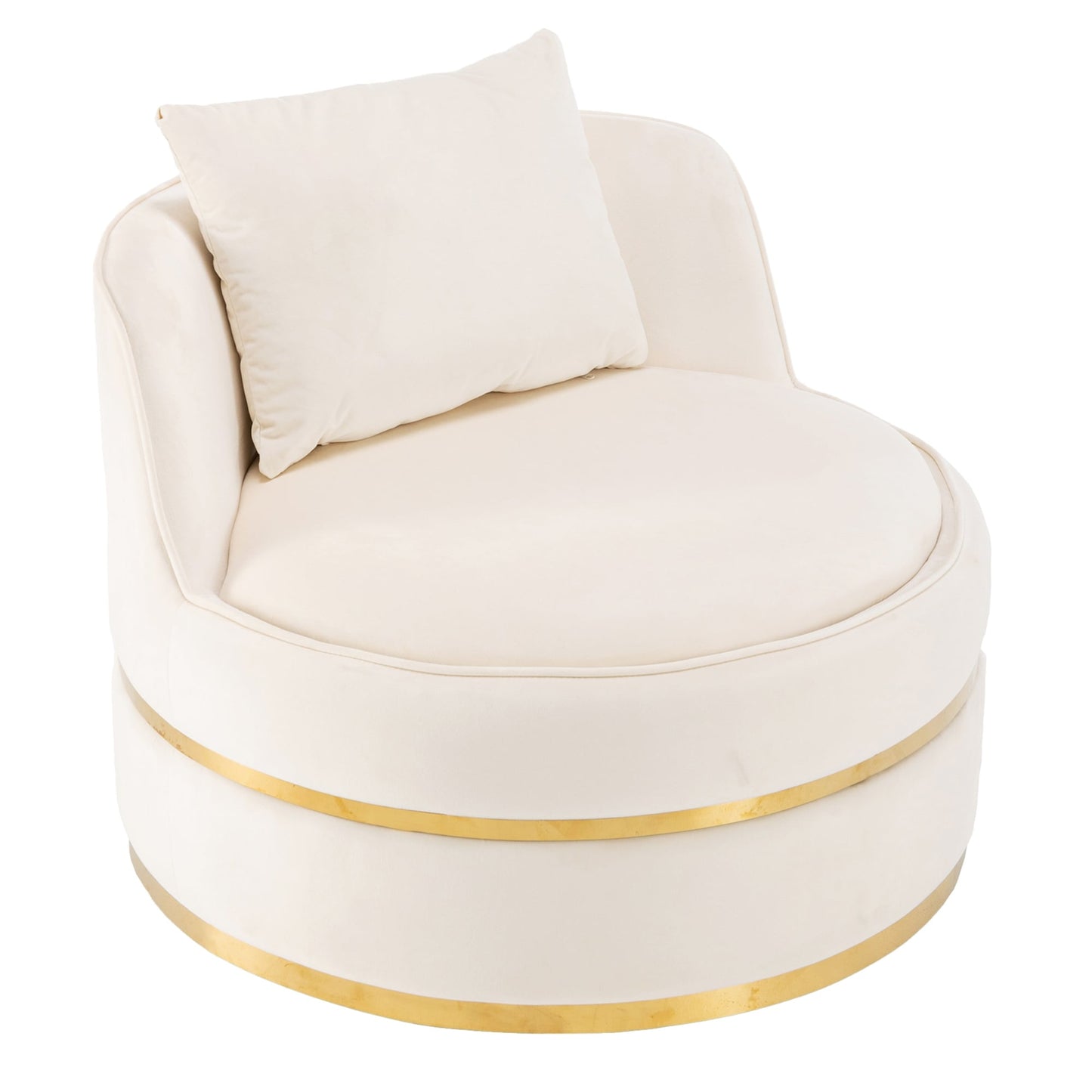 Velvet 360° Swivel Accent Chair with Seat Cushion, Upholstered Barrel Chair with Stainless Steel Base Living Room Chair
