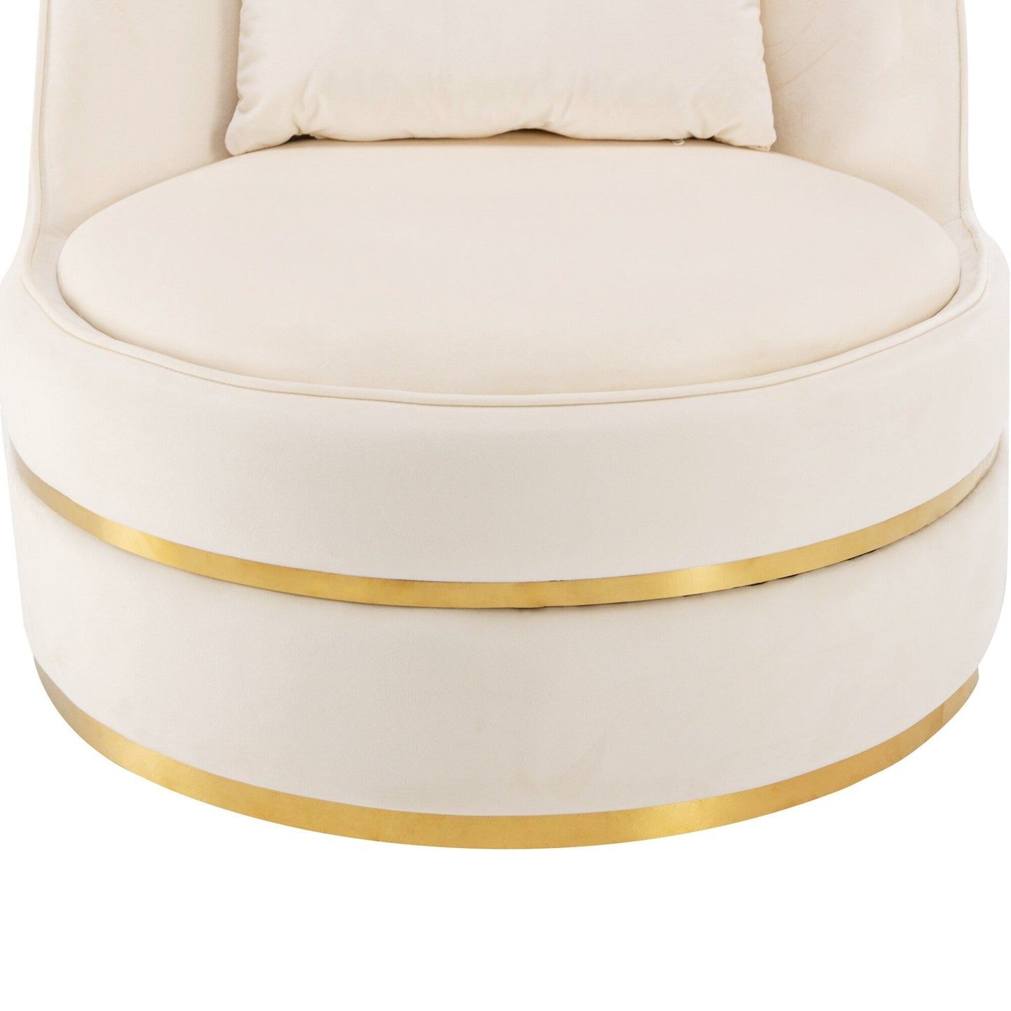 Velvet 360° Swivel Accent Chair with Seat Cushion, Upholstered Barrel Chair with Stainless Steel Base Living Room Chair