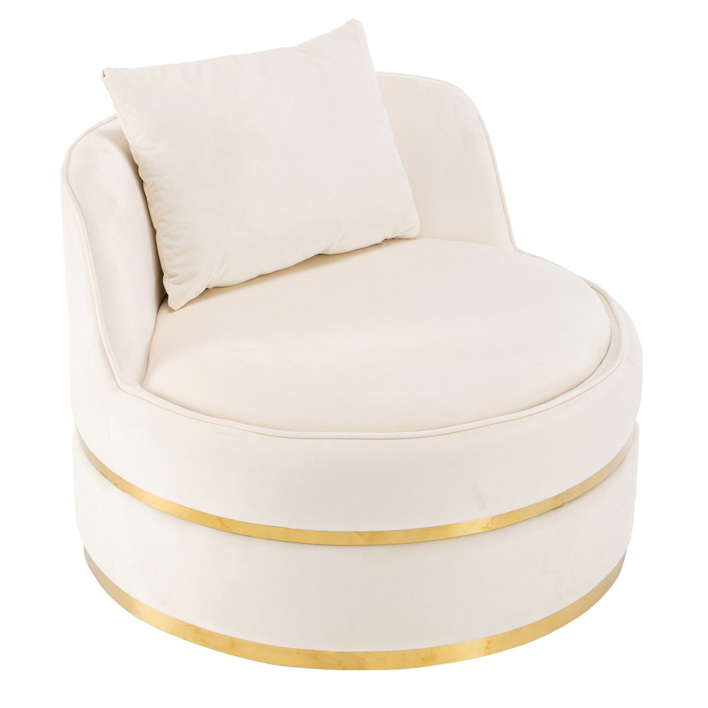 Velvet 360° Swivel Accent Chair with Seat Cushion, Upholstered Barrel Chair with Stainless Steel Base Living Room Chair