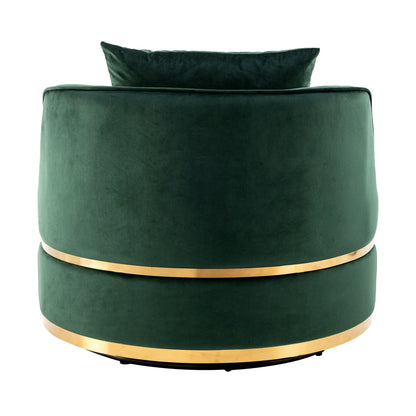 Velvet 360° Swivel Accent Chair with Seat Cushion, Upholstered Barrel Chair with Stainless Steel Base Living Room Chair