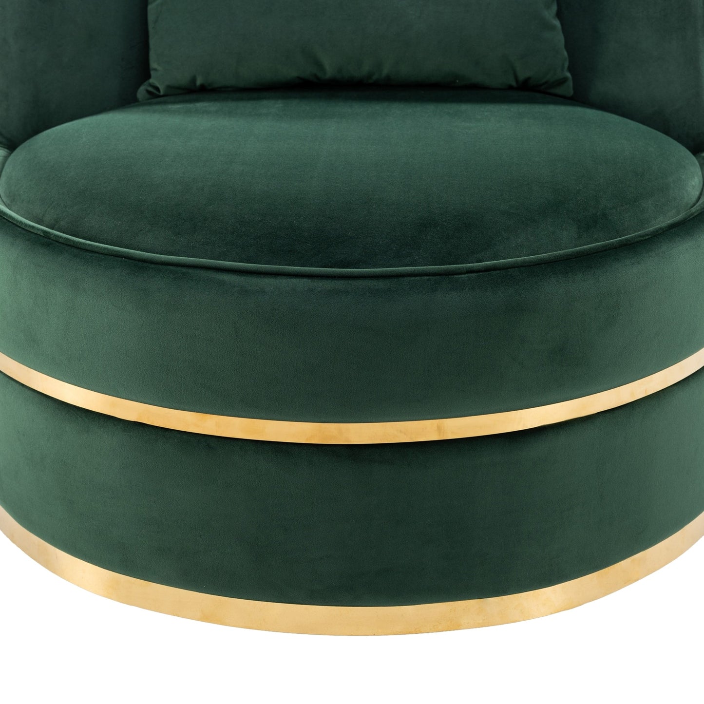 Velvet 360° Swivel Accent Chair with Seat Cushion, Upholstered Barrel Chair with Stainless Steel Base Living Room Chair
