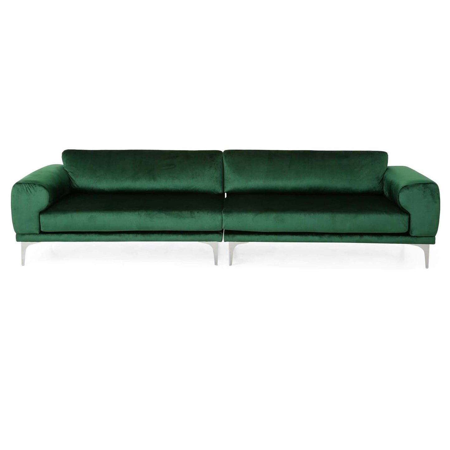 Velvet 4-Seat Sofa with Metal Legs and Wood Frame