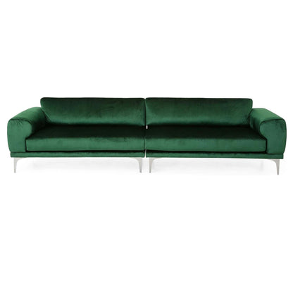 Velvet 4-Seat Sofa with Metal Legs and Wood Frame