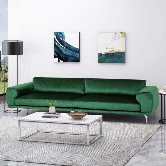 Velvet 4-Seat Sofa with Metal Legs and Wood Frame