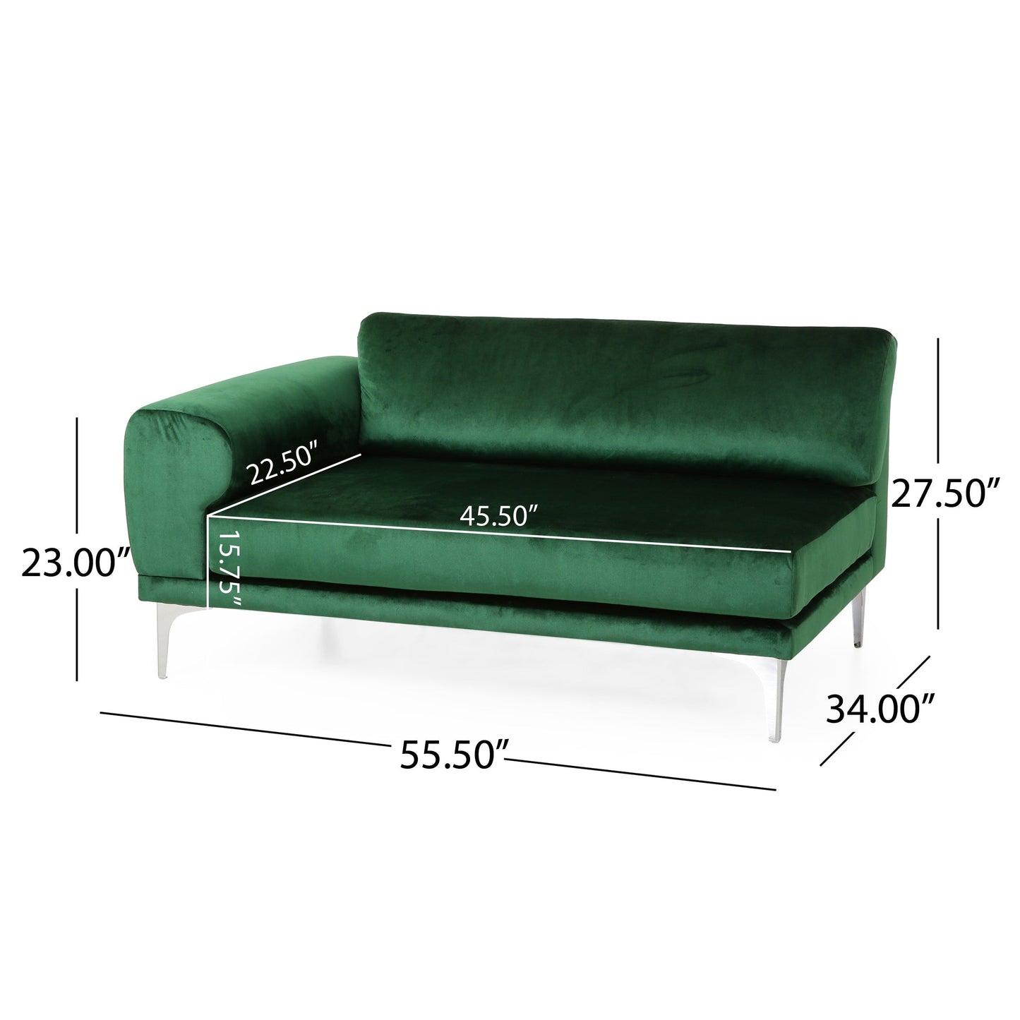 Velvet 4-Seat Sofa with Metal Legs and Wood Frame