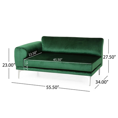 Velvet 4-Seat Sofa with Metal Legs and Wood Frame