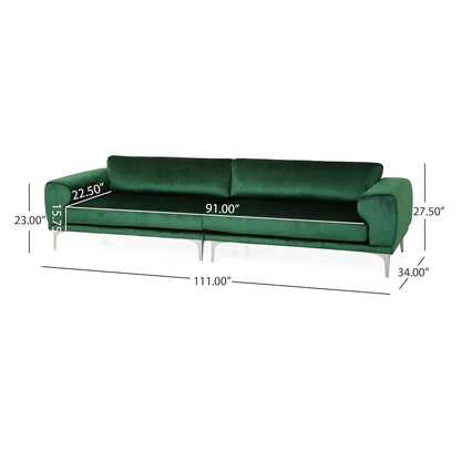 Velvet 4-Seat Sofa with Metal Legs and Wood Frame
