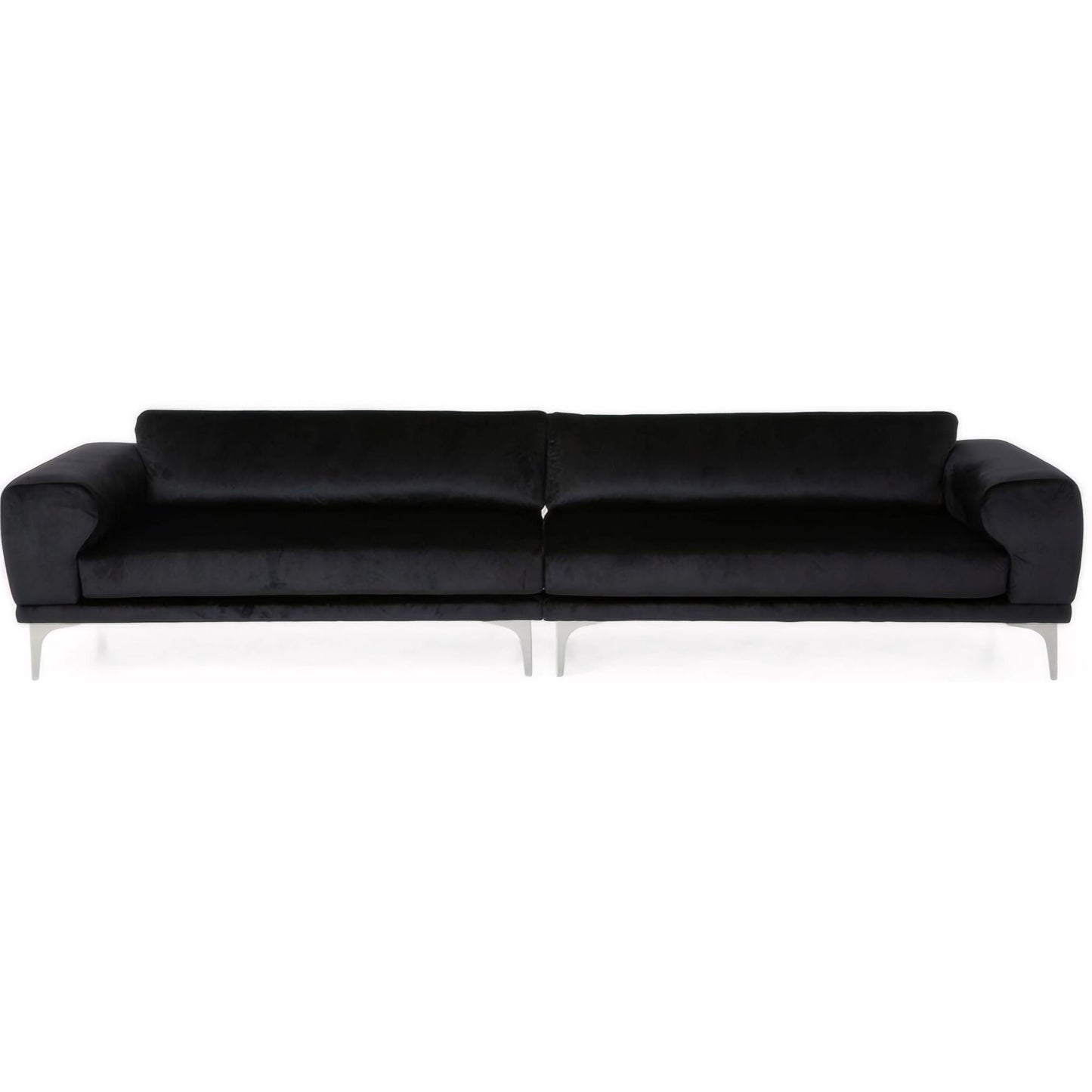 Velvet 4-Seater Sofa with Cushions and Metal Legs