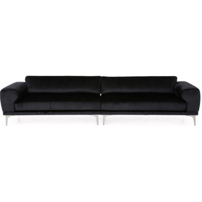 Velvet 4-Seater Sofa with Cushions and Metal Legs