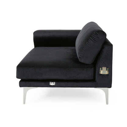 Velvet 4-Seater Sofa with Cushions and Metal Legs