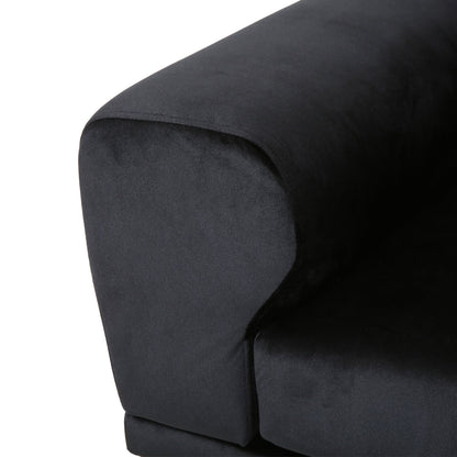 Velvet 4-Seater Sofa with Cushions and Metal Legs
