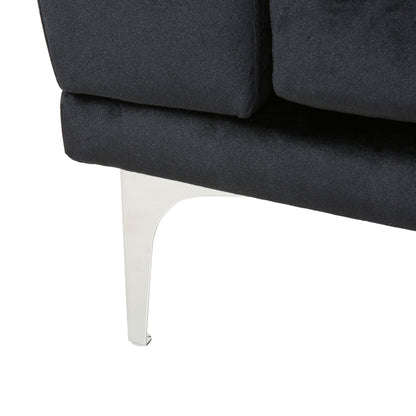 Velvet 4-Seater Sofa with Cushions and Metal Legs