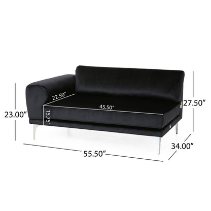 Velvet 4-Seater Sofa with Cushions and Metal Legs
