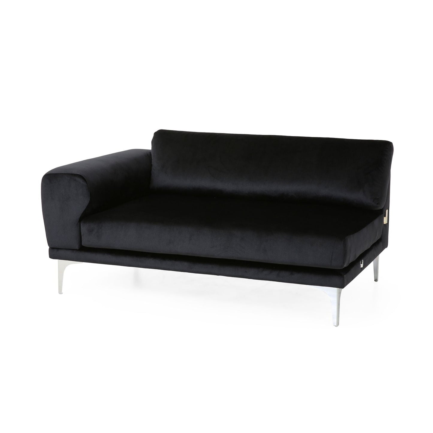 Velvet 4-Seater Sofa with Cushions and Metal Legs
