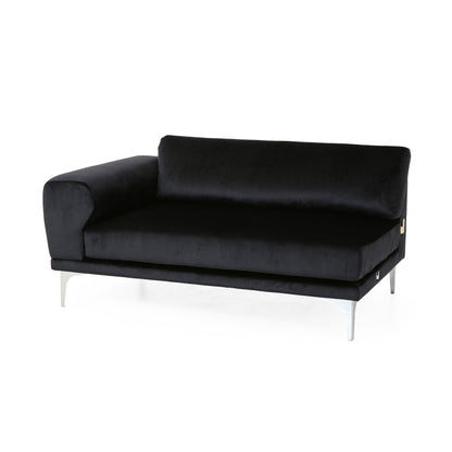 Velvet 4-Seater Sofa with Cushions and Metal Legs