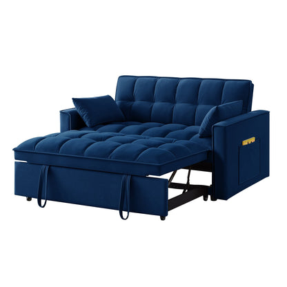Velvet 4-in-1 Pull-Out Loveseat Sofa Bed