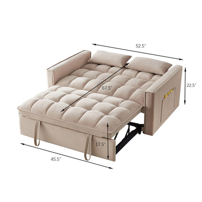 Velvet 4-in-1 Pull-Out Loveseat Sofa Bed