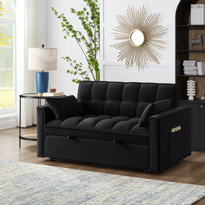 Velvet 4-in-1 Pull-Out Loveseat Sofa Bed