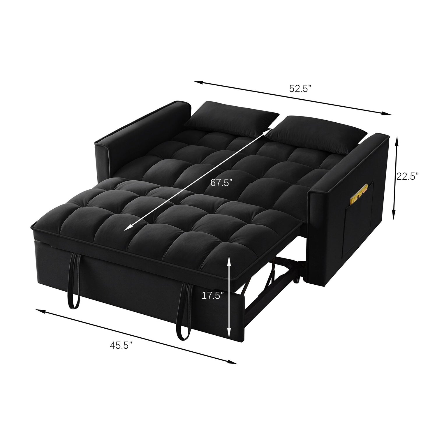 Velvet 4-in-1 Pull-Out Loveseat Sofa Bed