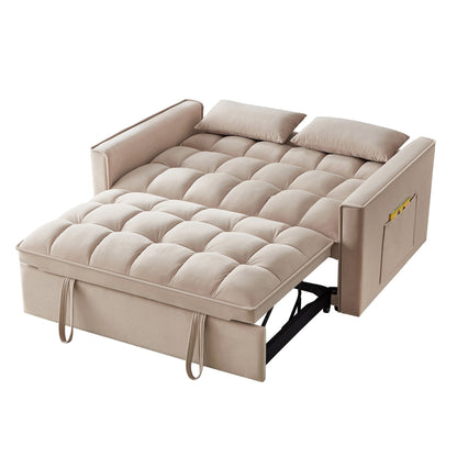 Velvet 4-in-1 Pull-Out Loveseat Sofa Bed