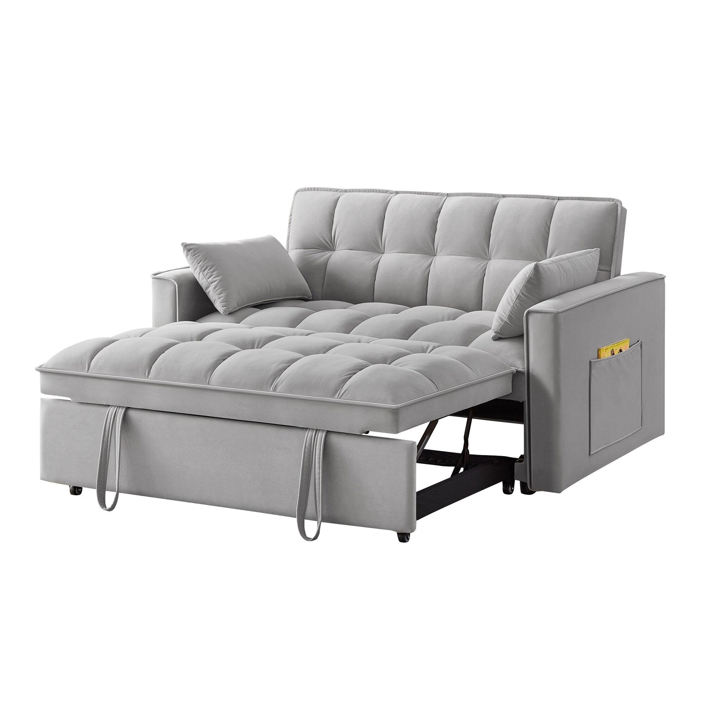 Velvet 4-in-1 Pull-Out Loveseat Sofa Bed