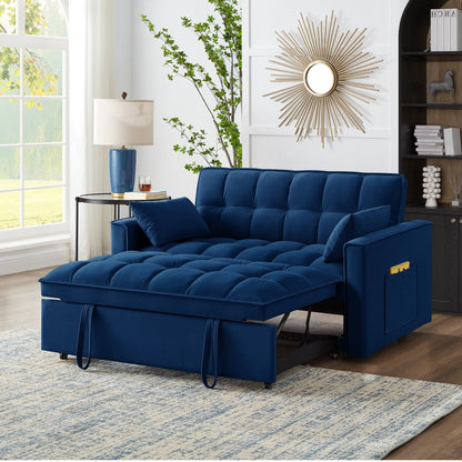 Velvet 4-in-1 Pull-Out Loveseat Sofa Bed