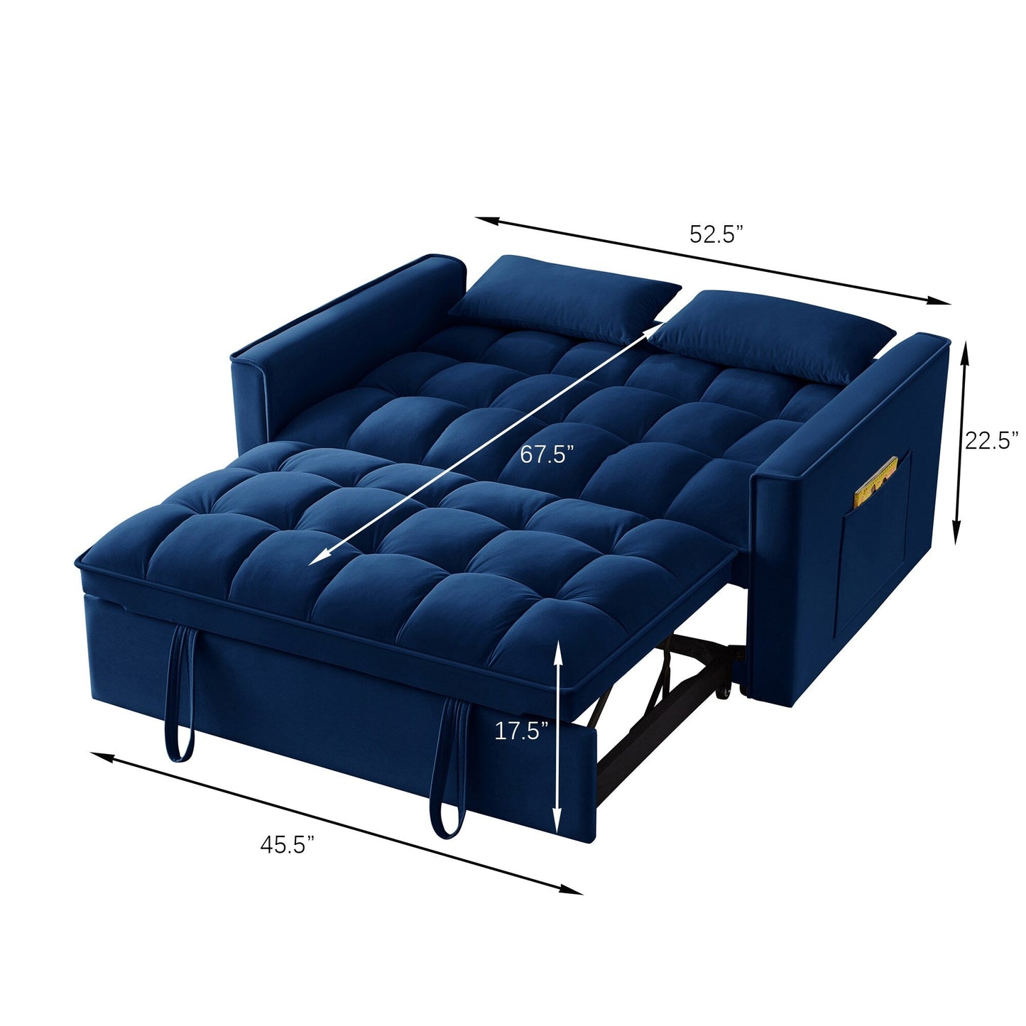 Velvet 4-in-1 Pull-Out Loveseat Sofa Bed