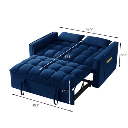 Velvet 4-in-1 Pull-Out Loveseat Sofa Bed