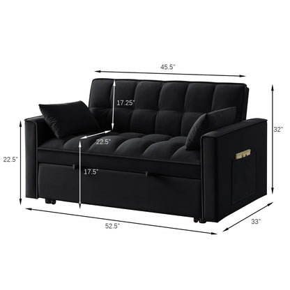 Velvet 4-in-1 Pull-Out Loveseat Sofa Bed