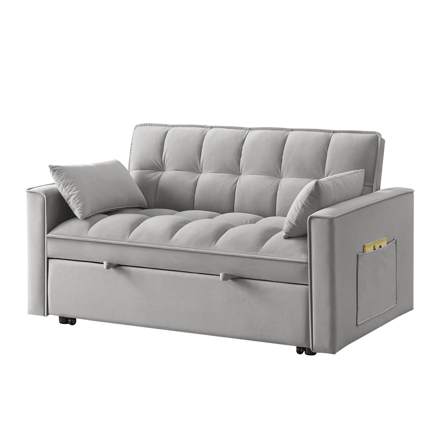 Velvet 4-in-1 Pull-Out Loveseat Sofa Bed