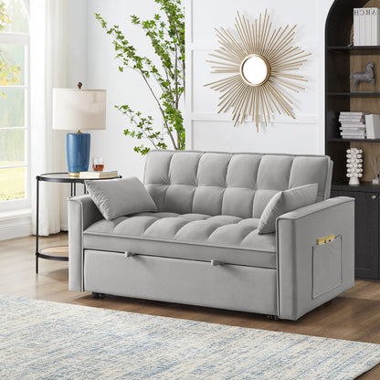 Velvet 4-in-1 Pull-Out Loveseat Sofa Bed