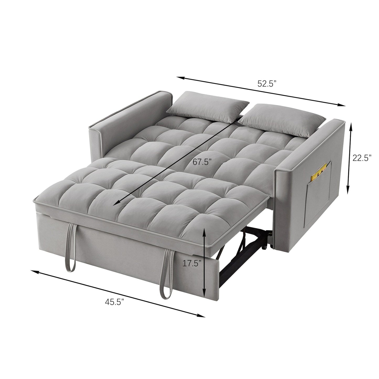 Velvet 4-in-1 Pull-Out Loveseat Sofa Bed