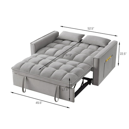 Velvet 4-in-1 Pull-Out Loveseat Sofa Bed