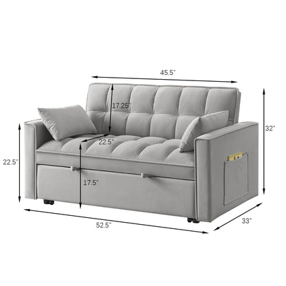 Velvet 4-in-1 Pull-Out Loveseat Sofa Bed