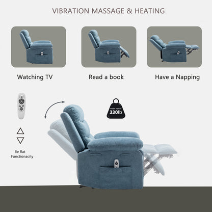 Velvet Adjustable Massage Function Power Recliner Chair with Heating System