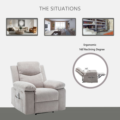 Velvet Adjustable Massage Function Power Recliner Chair with Heating System