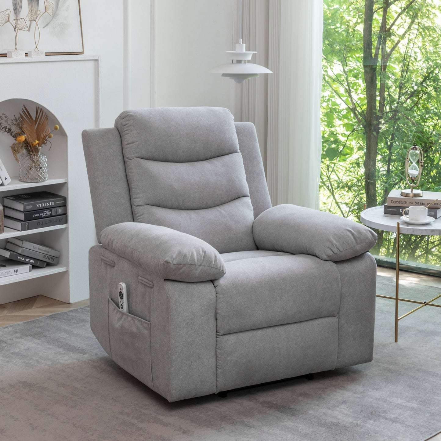 Velvet Adjustable Massage Function Power Recliner Chair with Heating System