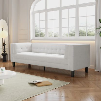Velvet Button Tufted 3-seater Sofa with Hardwood Frame