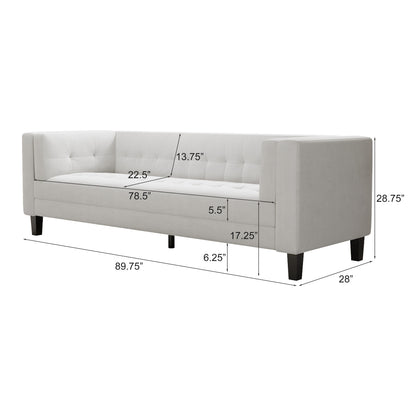 Velvet Button Tufted 3-seater Sofa with Hardwood Frame