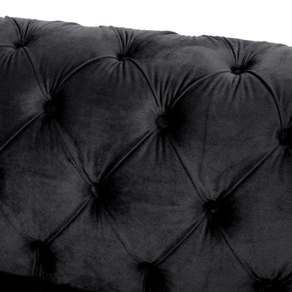 Velvet Button Tufted 3-seater Sofa with Iron Legs