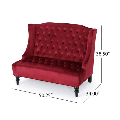 Velvet Button Tufted High Wingback Loveseat Sofa