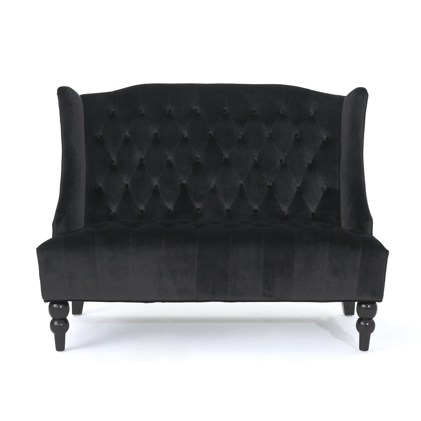 Velvet Button Tufted High Wingback Loveseat Sofa