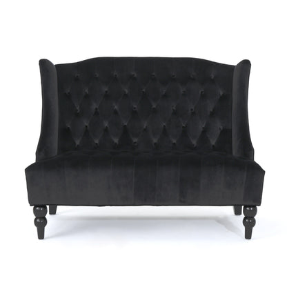 Velvet Button Tufted High Wingback Loveseat Sofa