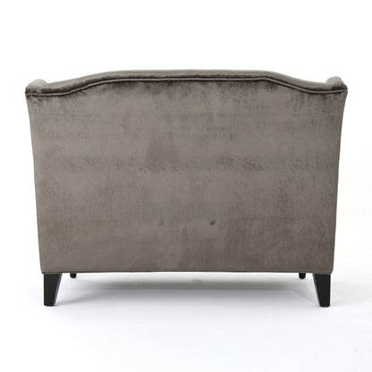 Velvet Button Tufted High Wingback Loveseat Sofa