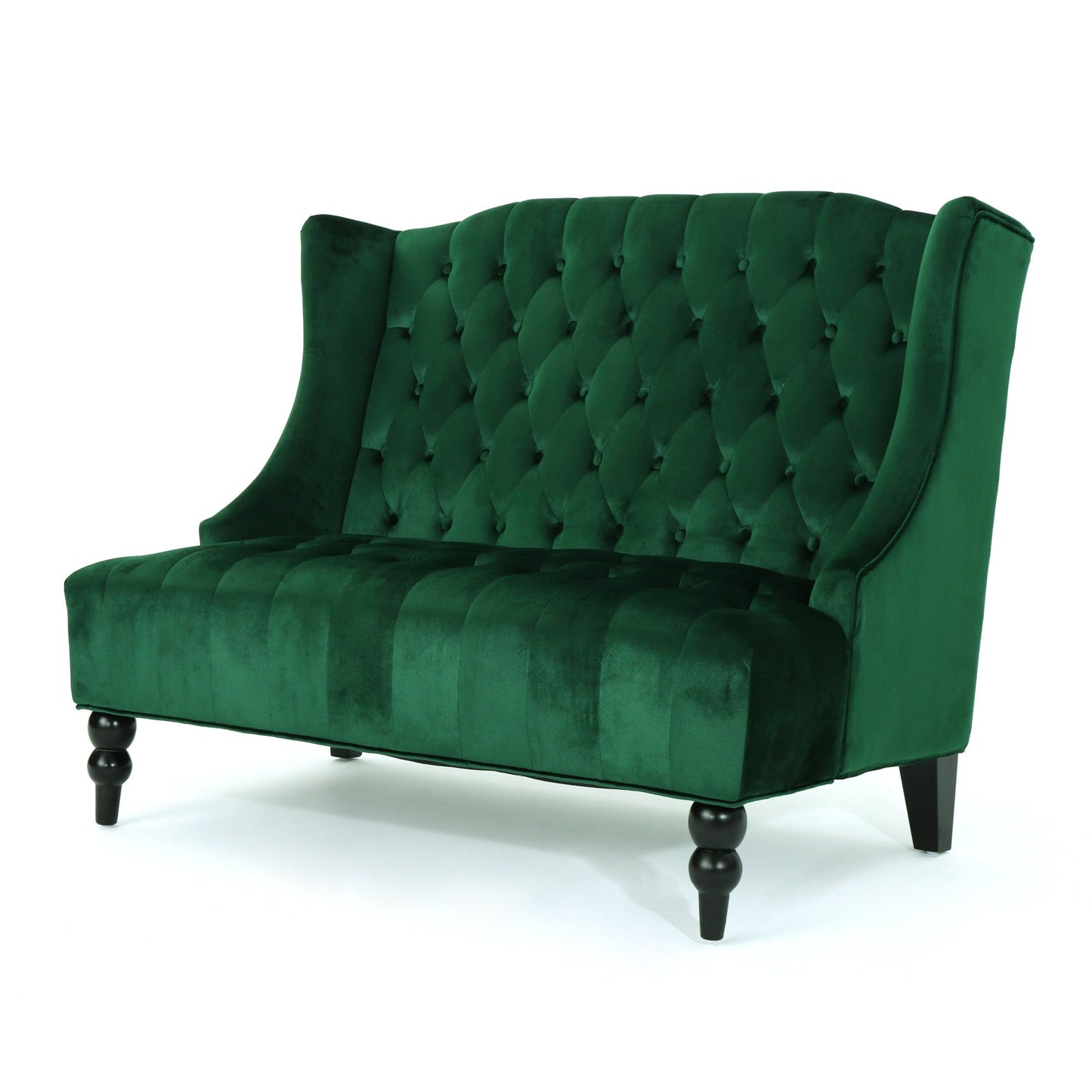 Velvet Button Tufted High Wingback Loveseat Sofa