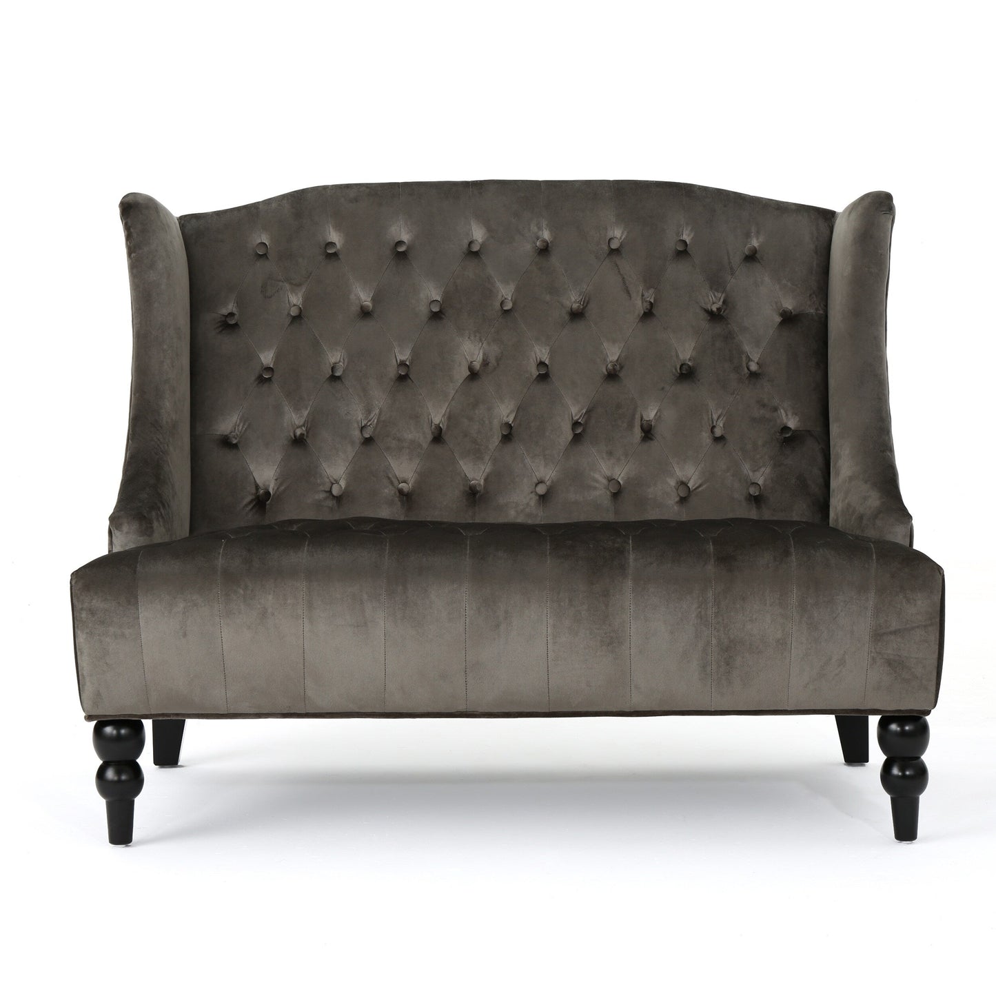 Velvet Button Tufted High Wingback Loveseat Sofa