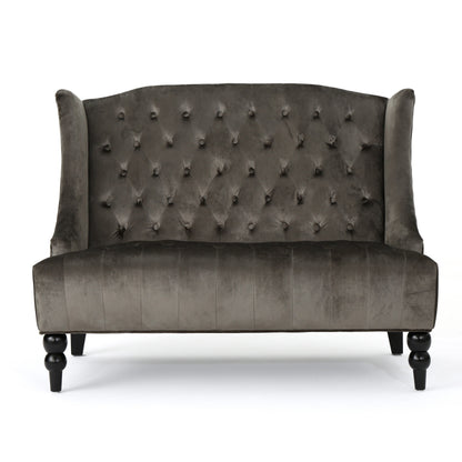Velvet Button Tufted High Wingback Loveseat Sofa