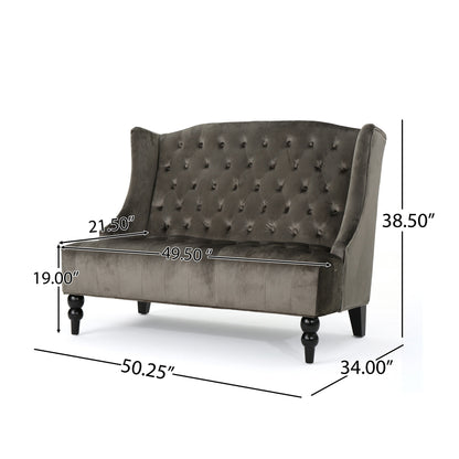 Velvet Button Tufted High Wingback Loveseat Sofa