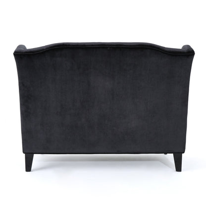 Velvet Button Tufted High Wingback Loveseat Sofa